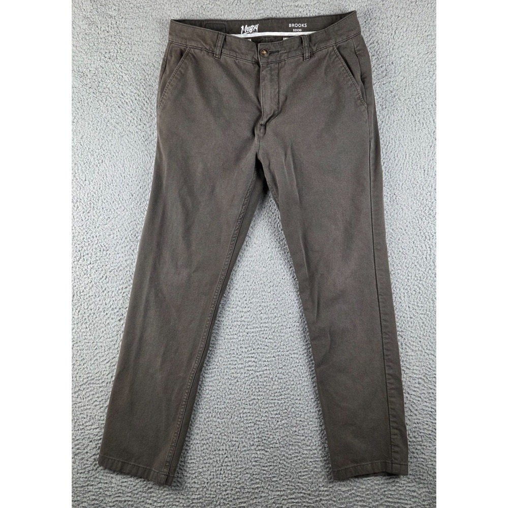 Mugsy Jeans Pants Mens 32x30 Brown Brooks Stretch‎ Chino Straight Leg Casual